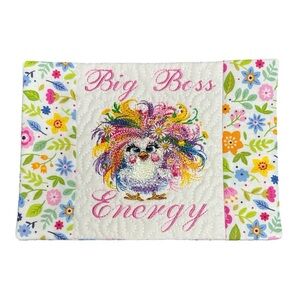 Hand Crafted Mug Rug Coaster Embroidered Cotton Fabric Padded Absorbs Liquid